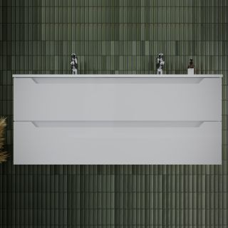 Подвесная тумба под двойную раковину Sancos Norma 2.0 NR2.0120-2W 120см белый глянец